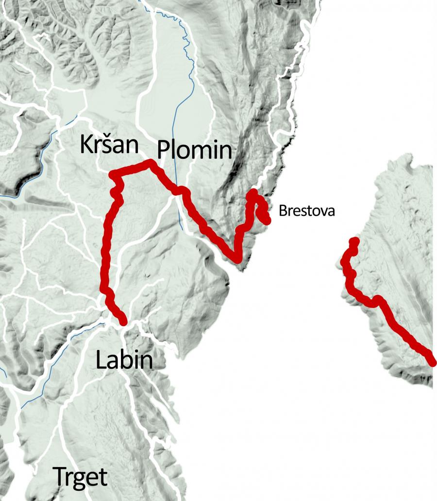 Etappenkarte: Labin–Brestova